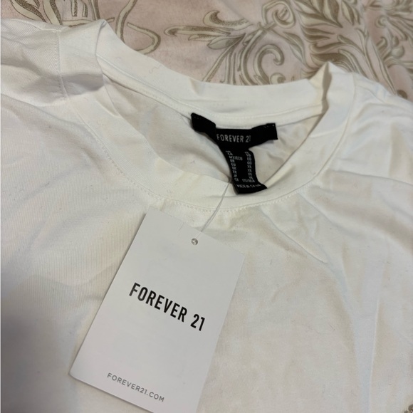 NWT Forever 21 White T-Shirt with Rhinestone Bustier Detail (Size XL) - Picture 2 of 5